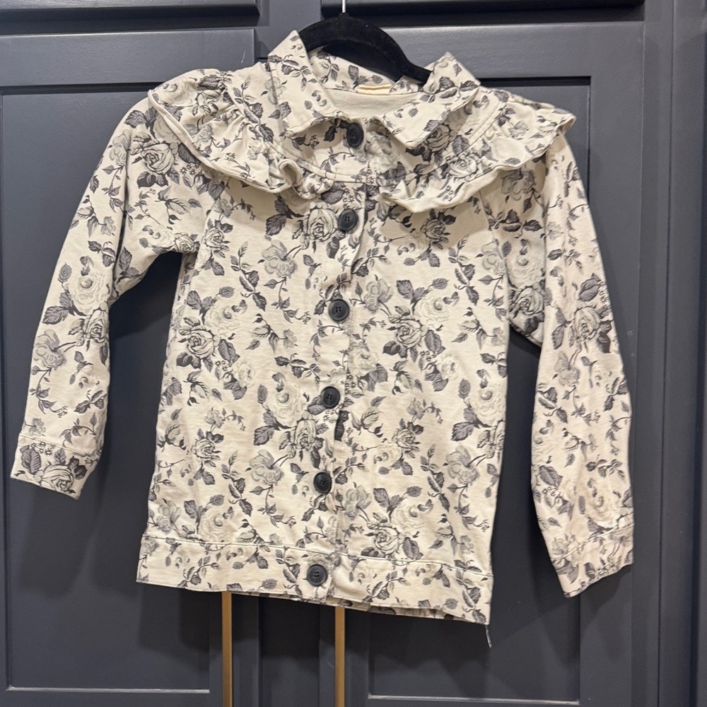 Floral Ruffle Collar Kids Jacket